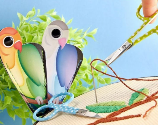 Stickschere Papagei blau